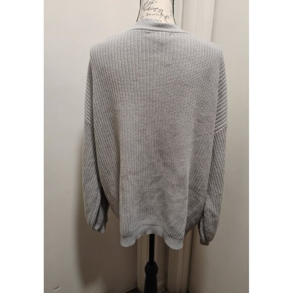 FOREVER 21 Women's Gray Long Sleeve Cardigan V Neck Button Front Pocket Large - Picture 15 of 15